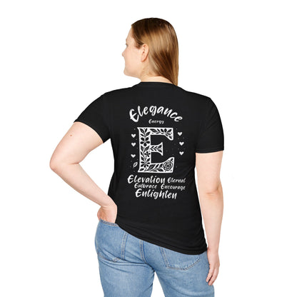Letter E Flower T-Shirt - Letters Flowers Patterns Front And Back Design