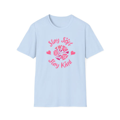 Stay Soft Stay Kind - Vibrant Boho Pink Flowers T-Shirt
