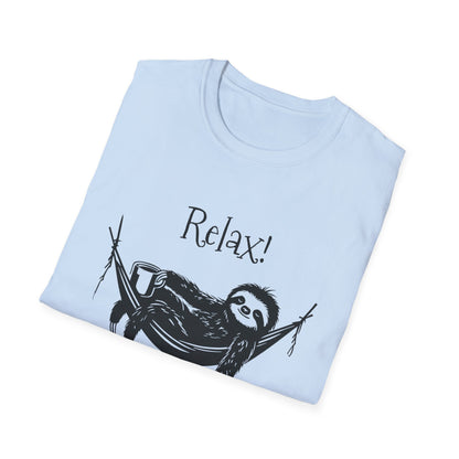 Relax, We Are All Crazy, It Is Not A Competition - Minimalistic Sloth Silhouette In Hammock With Coffee T-Shirt