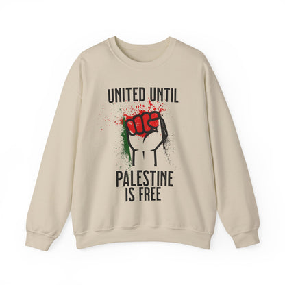 United Until Palestine Is Free - Activism Hand Palestinian Flag Front and Back Design Sweatshirt