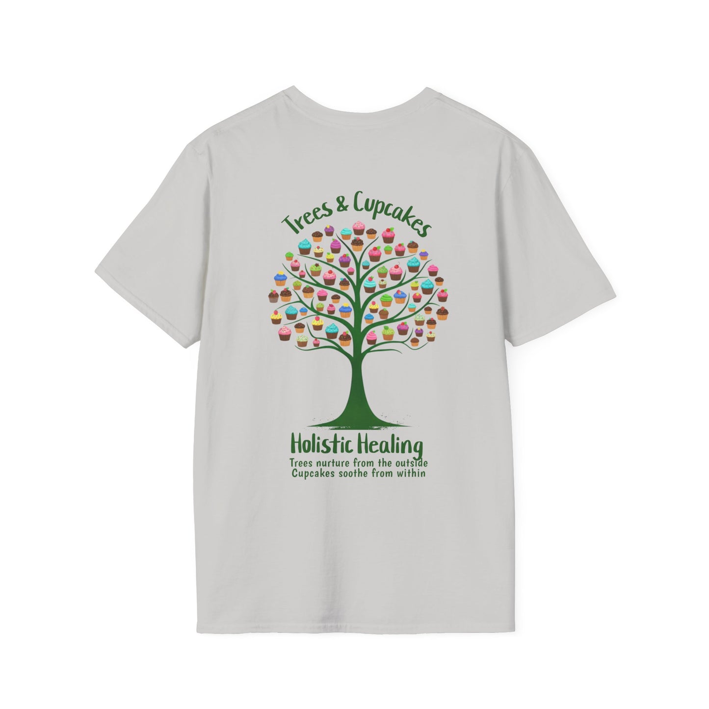 Holistic Healing: Trees and Cupcakes - Colorful Tree silhouette with Cupcakes T-Shirt