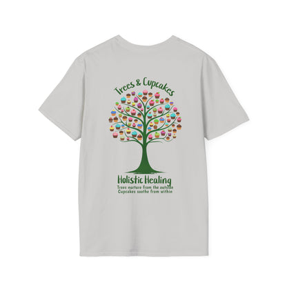 Holistic Healing: Trees and Cupcakes - Colorful Tree silhouette with Cupcakes T-Shirt