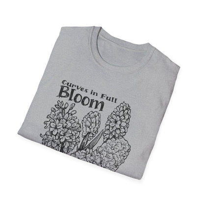 Curves in Full Bloom - Monochrome Floral T-Shirt