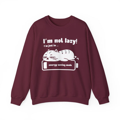 I'm not lazy, I'm Just In Energy Saving Mode - Playful Silhouette Cat On Battery Sweatshirt
