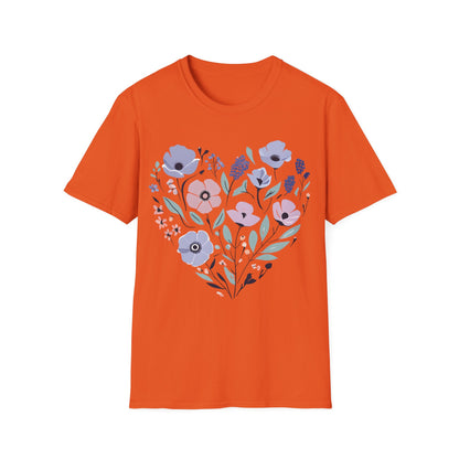 Heart Shaped Floral Arrangement T-Shirt -  Pastel Tones Design