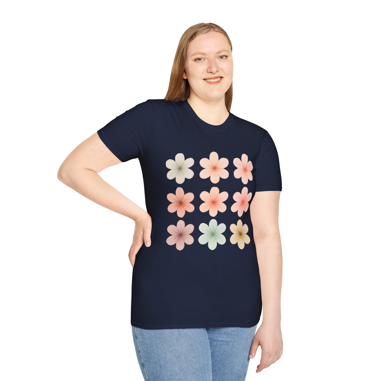 Soft Pastel Flowers Grid T-Shirt