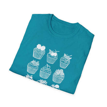 Monochrome Minimalistic Cupcake Grid T-Shirt