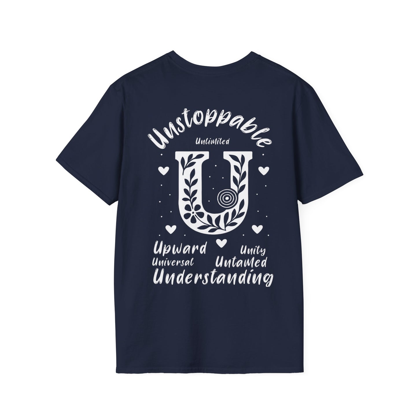 Letter U Flower T-Shirt - Letters Flowers Patterns Front And Back Design