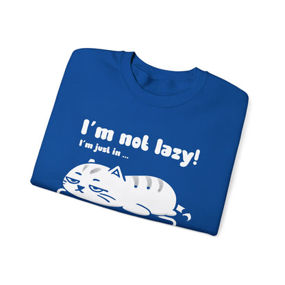 I'm not lazy, I'm Just In Energy Saving Mode - Playful Silhouette Cat On Battery Sweatshirt