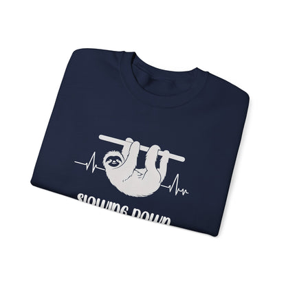 Slowing Down Is My Cardio - Sloth Silhouette With Heartbeat Playful Sweatshirt