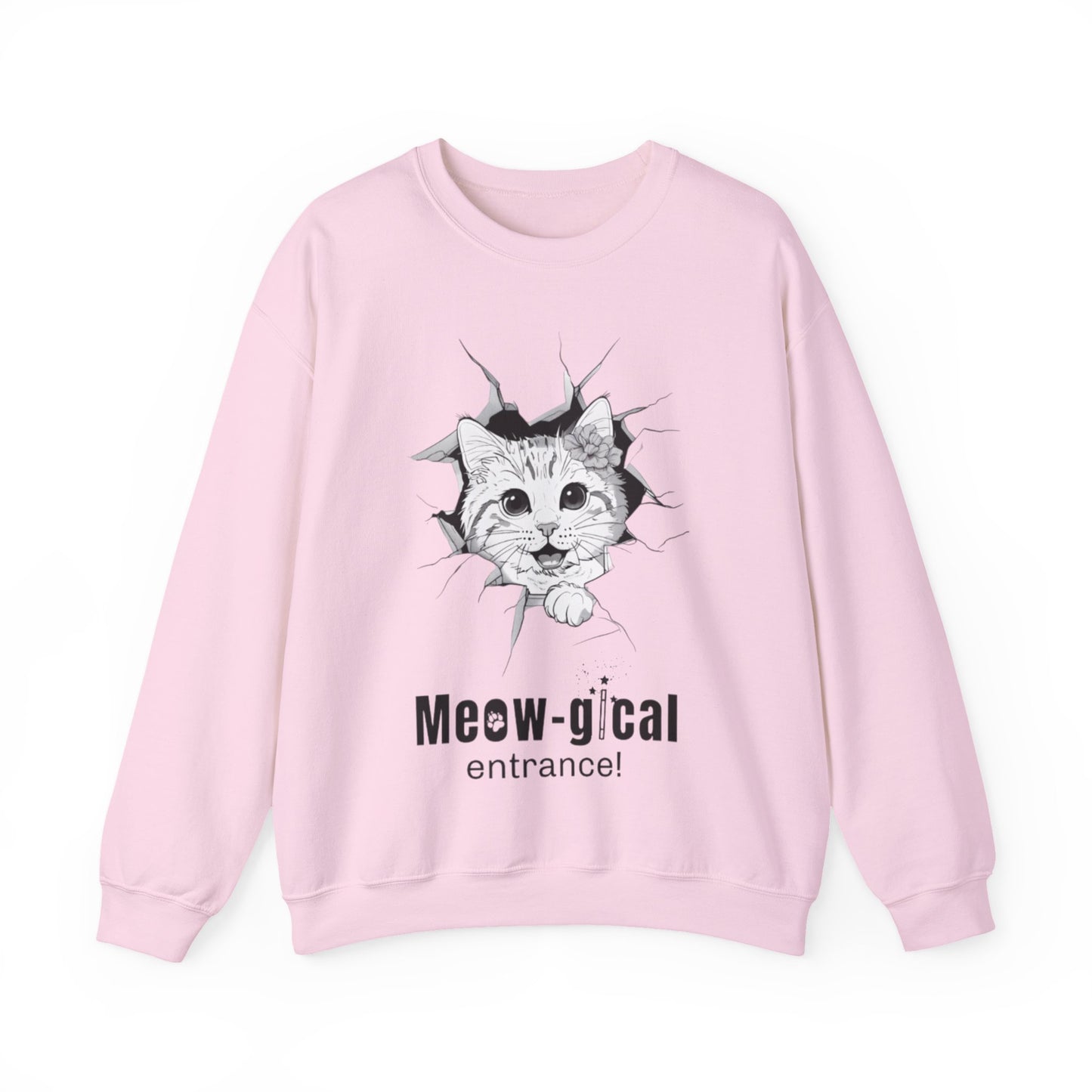 Meow-gical Entrance! - Playful Cute Kitten Breaking through Wall  Sweatshirt