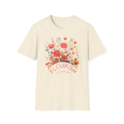 Flourish In Your Way - Watercolor Vintage Circular Floral Bouquet T-Shirt