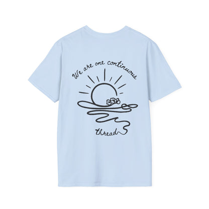 We are one continuous thread T-Shirt -  Minimalistic One-Line Sun, Water, Flowers Design