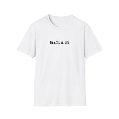 Line Shape Life T-Shirt - Stylized Plant Typography Front And Back Design