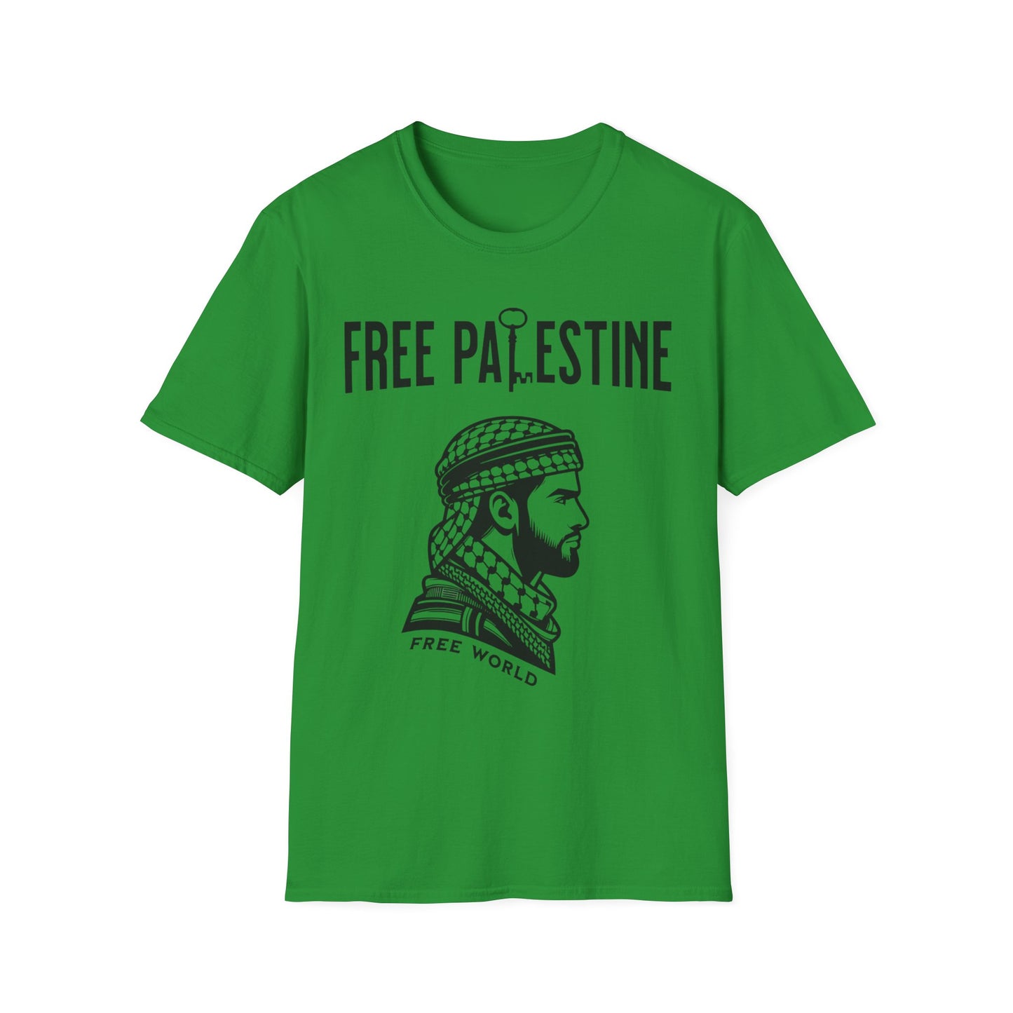 Free Palestine Free World - Man Wearing Palestinian Kuffiyah