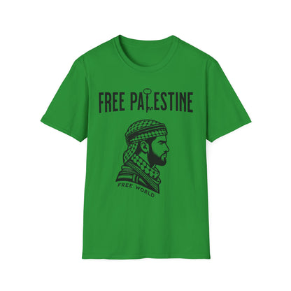 Free Palestine Free World - Man Wearing Palestinian Kuffiyah