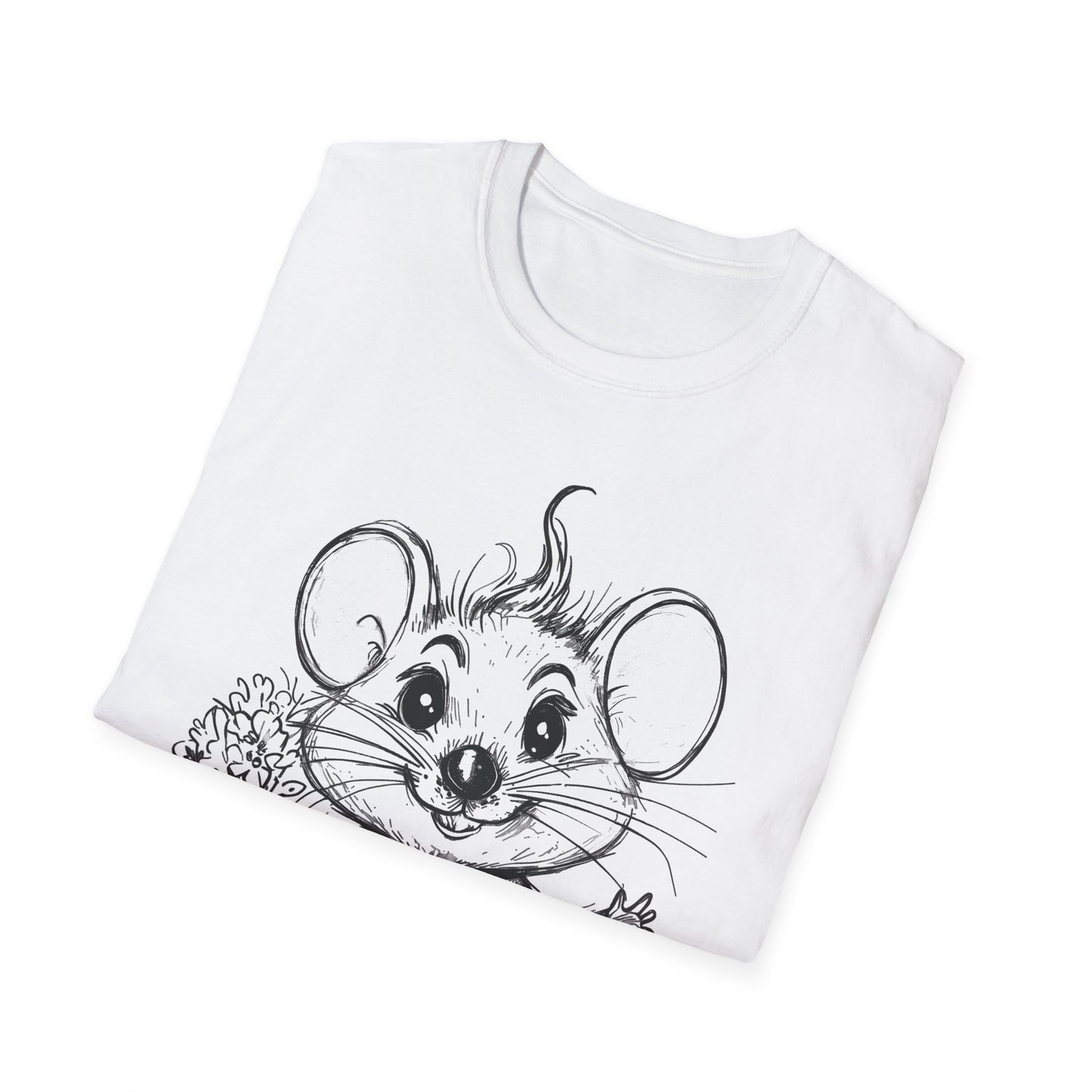 Have A Mice-Day T-Shirt - Mouse Holding Flowers Design