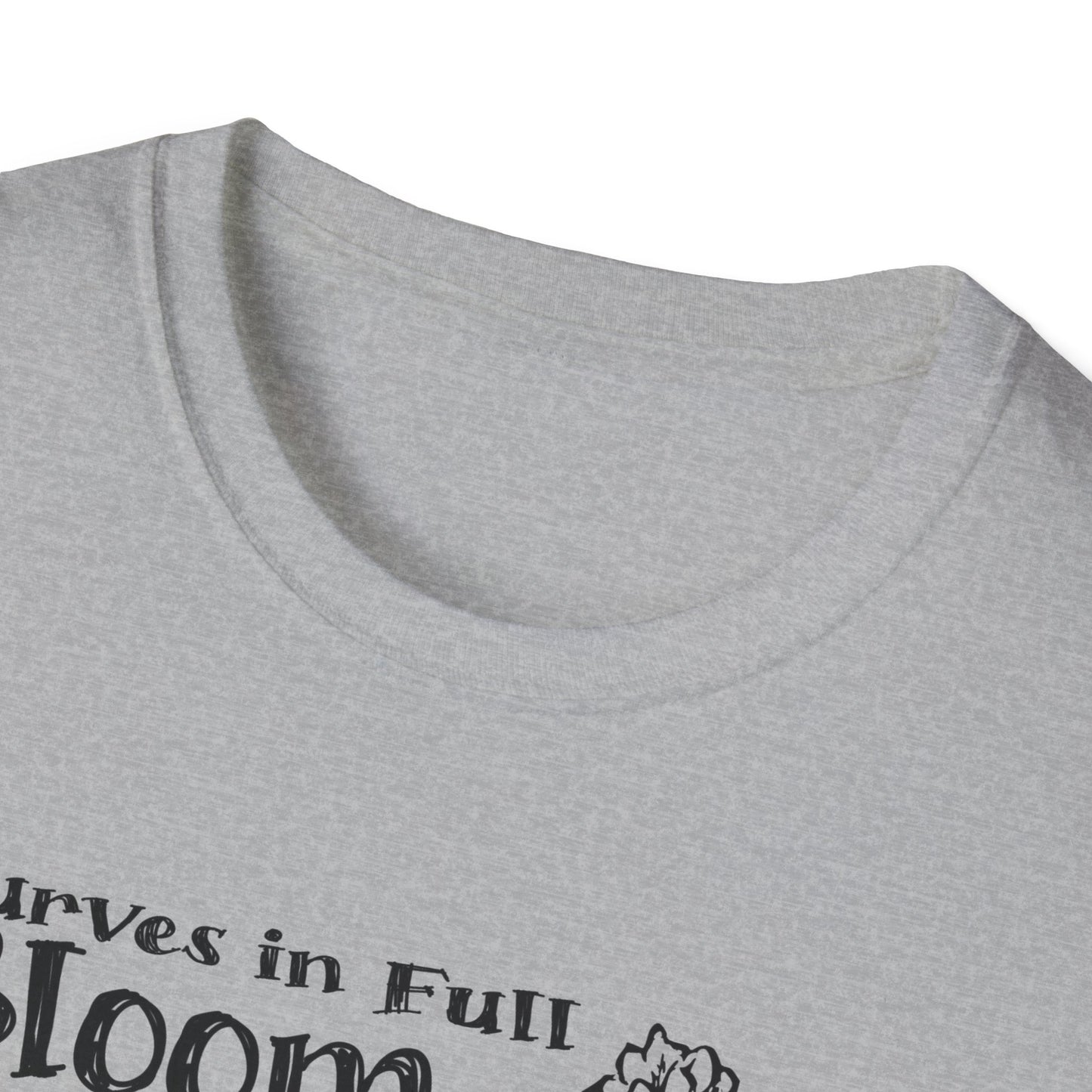 Curves in Full Bloom - Monochrome Floral T-Shirt