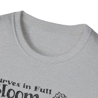 Curves in Full Bloom - Monochrome Floral T-Shirt