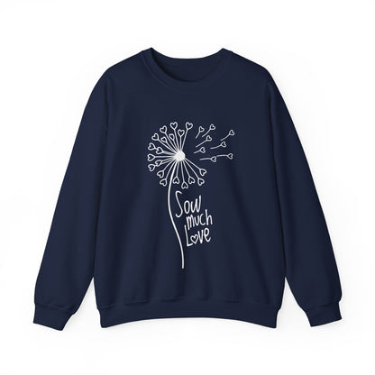So (Sow) much love - Playful Minimalistic Dandelion with Heart Shapes Sweatshirt