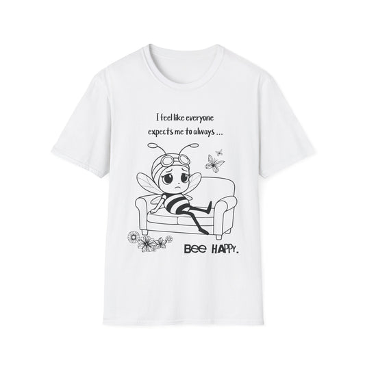 Bee Happy - Sad Bee Sitting on Couch With Self Talk T-Shirt