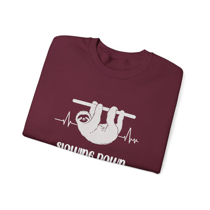 Slowing Down Is My Cardio - Sloth Silhouette With Heartbeat Playful Sweatshirt