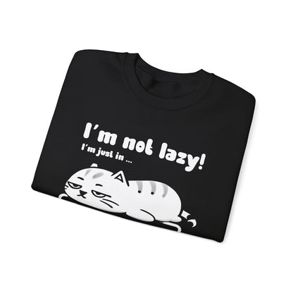 I'm not lazy, I'm Just In Energy Saving Mode - Playful Silhouette Cat On Battery Sweatshirt