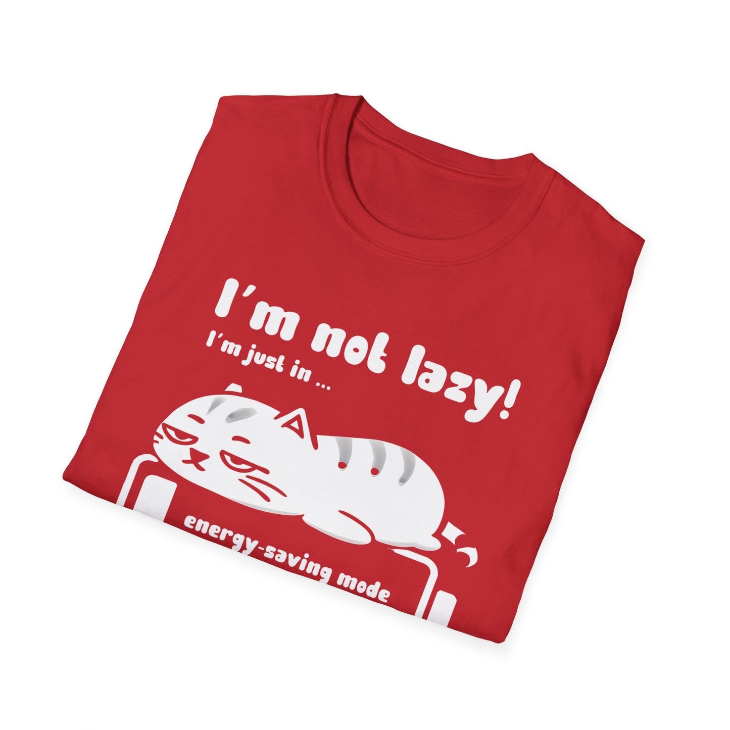 I'm not lazy, I'm Just In Energy Saving Mode - Playful Silhouette Cat On Battery T-Shirt