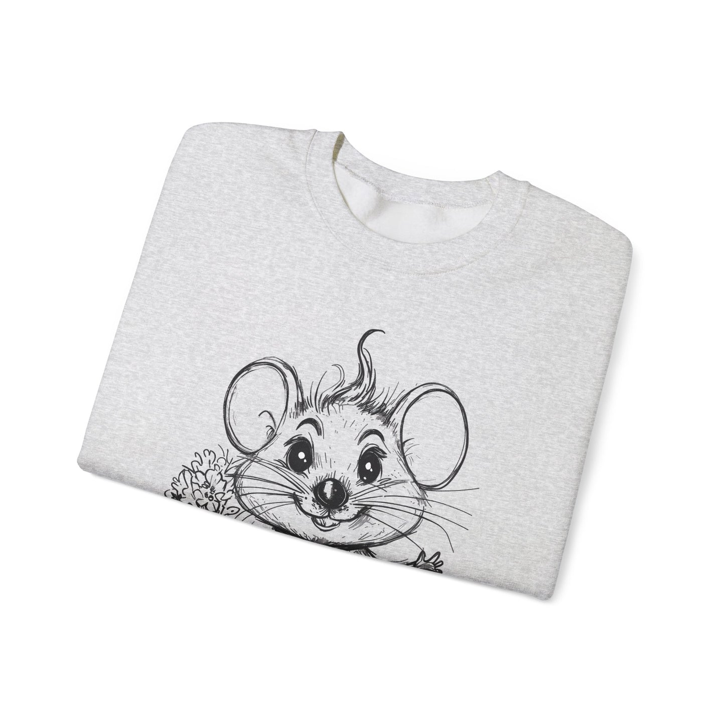 Have A Mice-Day - Playful Mouse Holding Flowers Sweatshirt