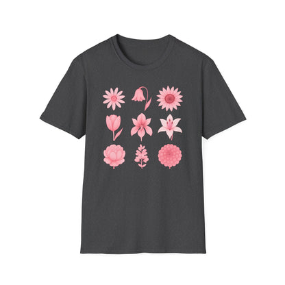 Pink Flowers Grid T-Shirt
