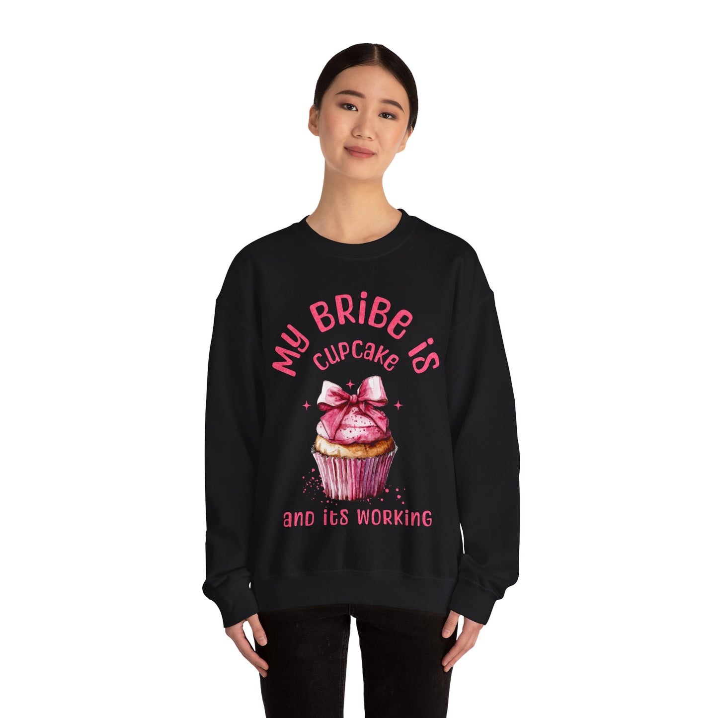 My Bribe Cupcake Makes and its working -  Watercolor Pink Cupcake Sweatshirt