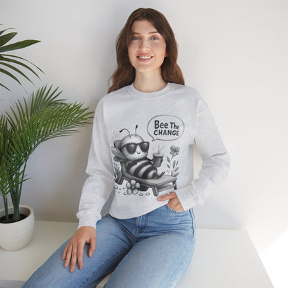 Bee The Change - Playful Cartoon Bee With Sunglasses Relaxing With A Drink Sweatshirt