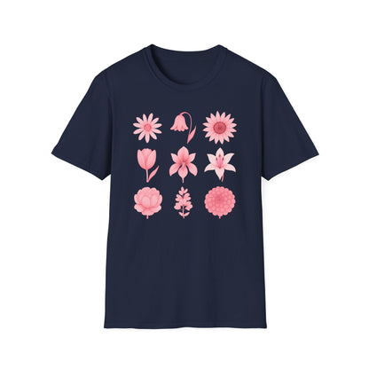 Pink Flowers Grid T-Shirt