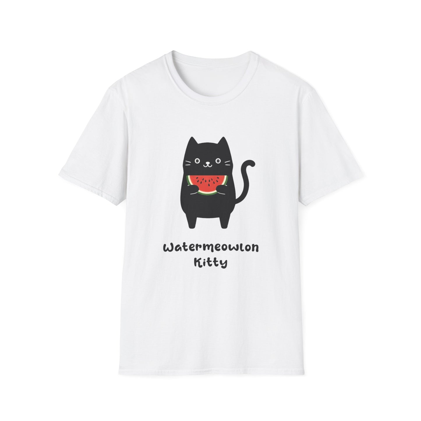 Watermeowlon Kitty T-Shirt - Cat Silhouette with Colorful Watermelon slice Design