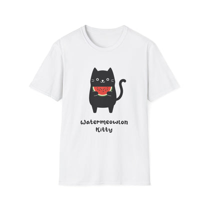 Watermeowlon Kitty T-Shirt - Cat Silhouette with Colorful Watermelon slice Design