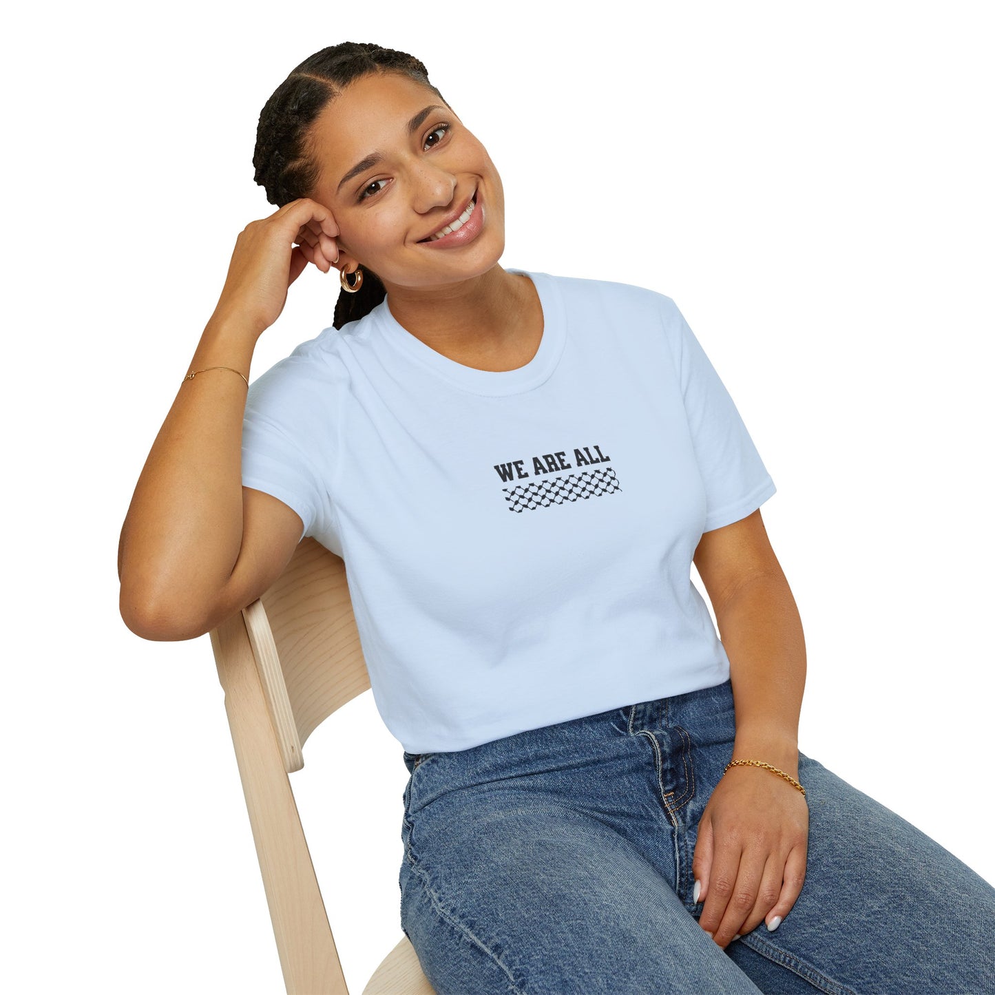We Are All Palestinians - Front And Back Women's Face Design T-Shirt