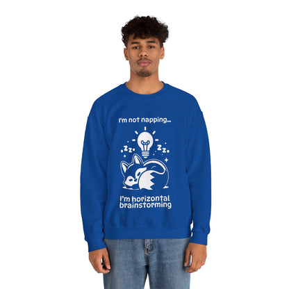 I'm Not Napping, I'm Horizontal Brainstorming - Playful Silhouette Sweatshirt