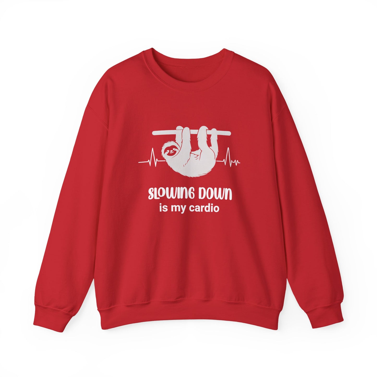 Slowing Down Is My Cardio - Sloth Silhouette With Heartbeat Playful Sweatshirt