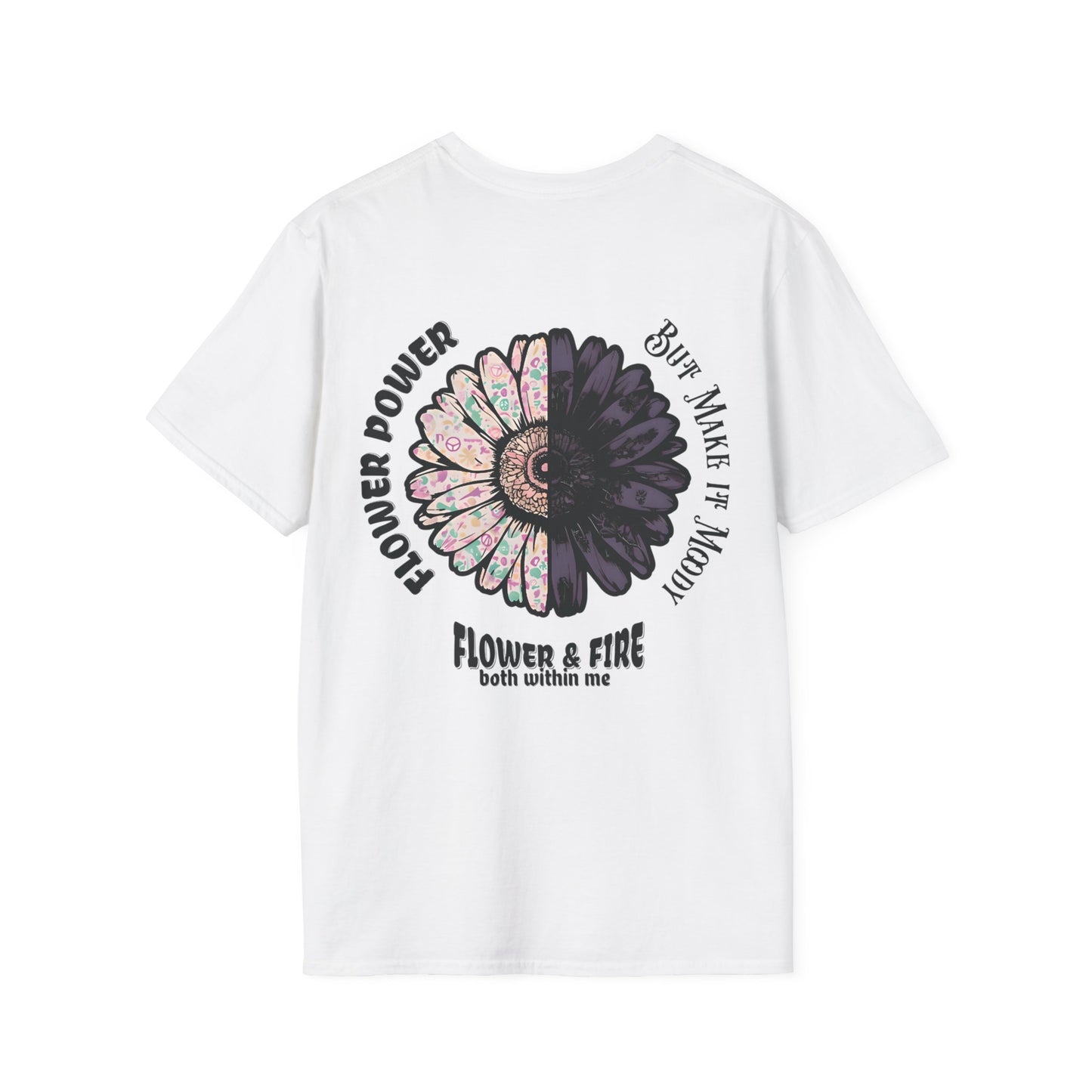 Flower Power but Make it Moody T-Shirt - Symmetrical Flower of Contrasting Designs