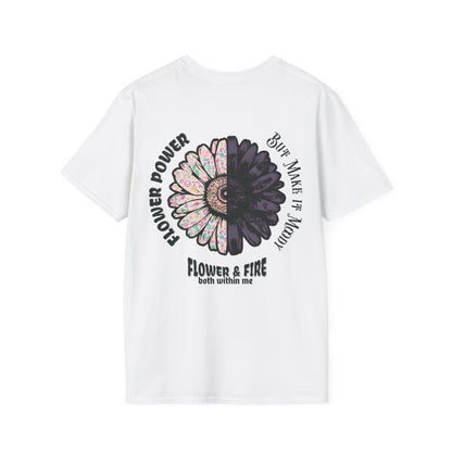 Flower Power but Make it Moody T-Shirt - Symmetrical Flower of Contrasting Designs