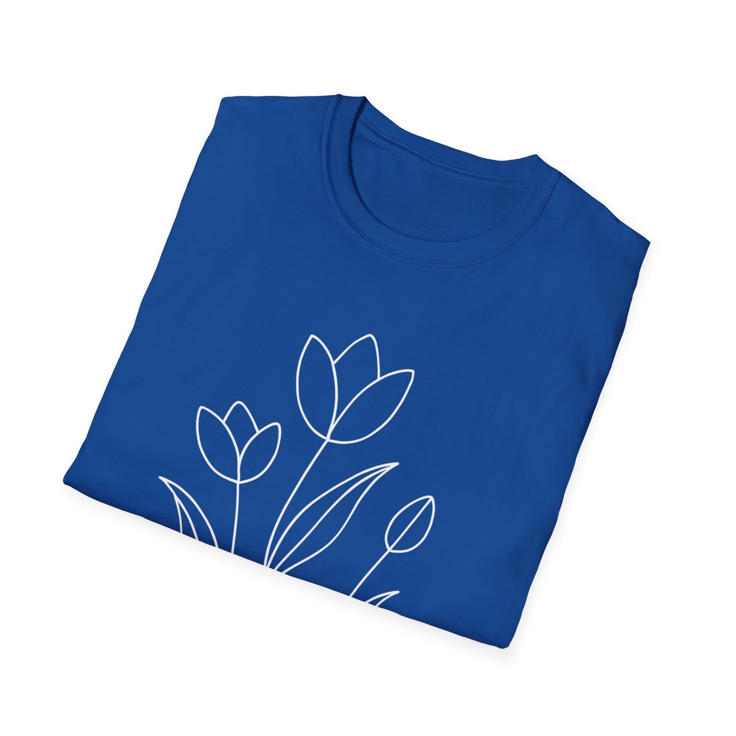 Tulip Outline T-Shirt - Line Art, Minimalistic Floral Design