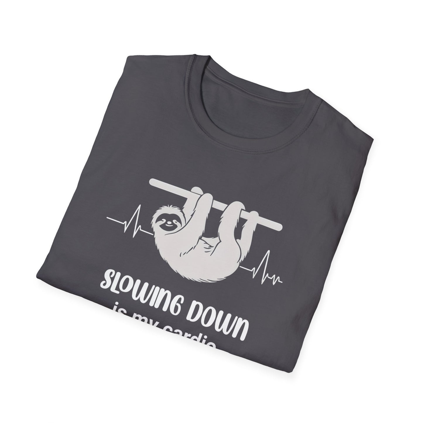 Slowing Down Is My Cardio - Sloth Silhouette With Heartbeat T-Shirt