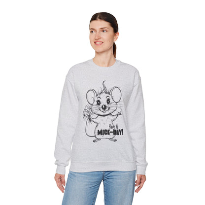 Have A Mice-Day - Playful Mouse Holding Flowers Sweatshirt