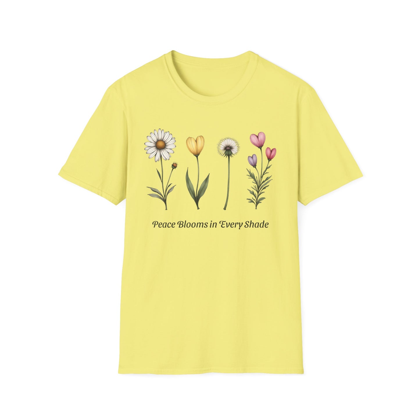 Realistic Floral Line T-Shirt - Colorful Design