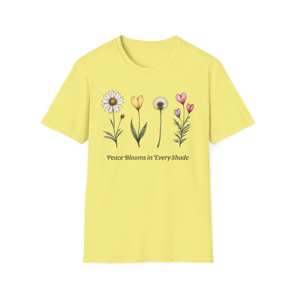 Realistic Floral Line T-Shirt - Colorful Design