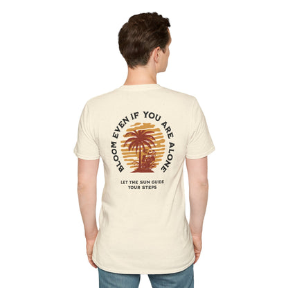 Bloom Even If You Are Alone – Vintage Palm Tree and Sunset T-Shirt