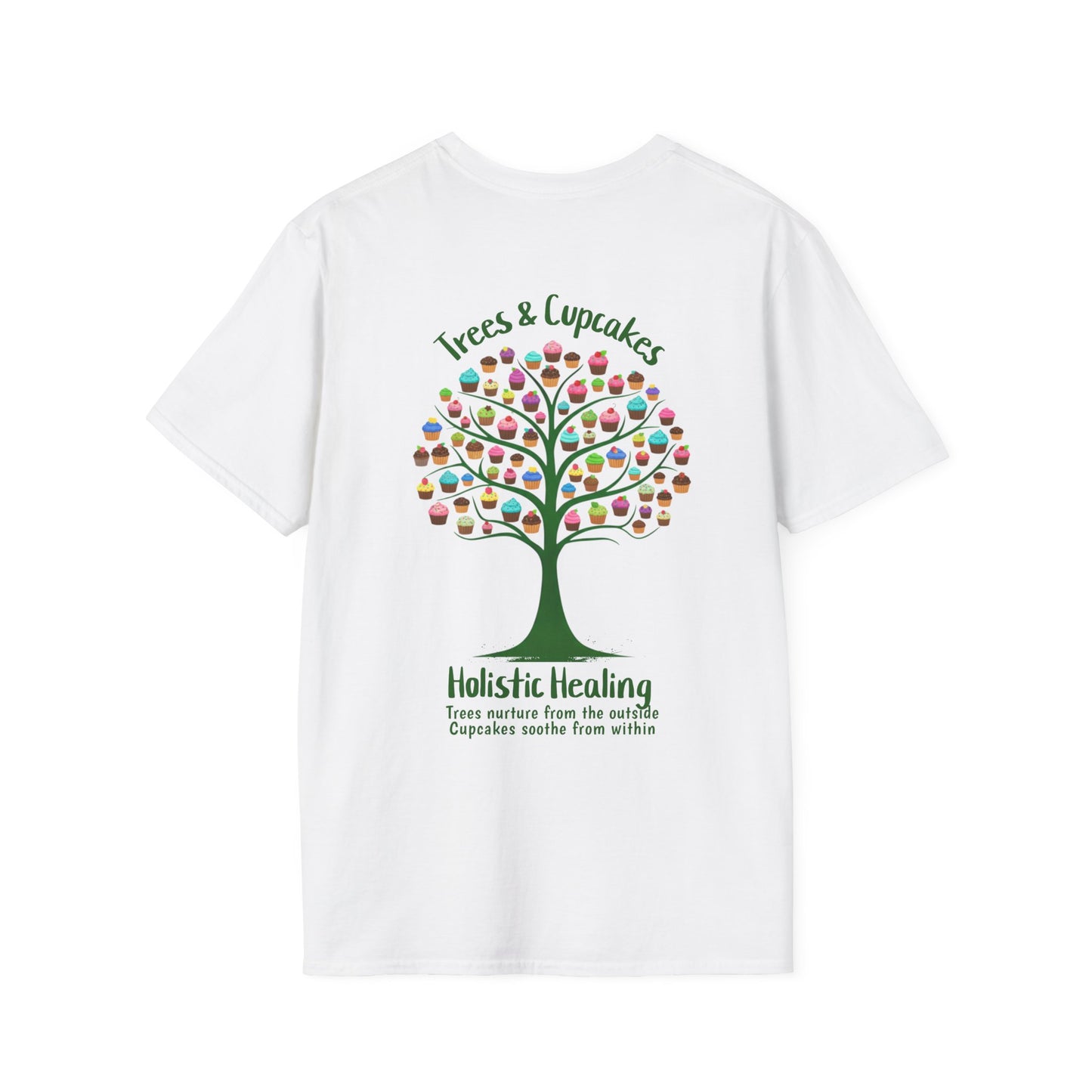 Holistic Healing: Trees and Cupcakes - Colorful Tree silhouette with Cupcakes T-Shirt