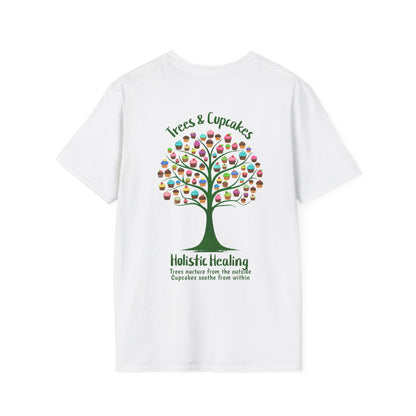 Holistic Healing: Trees and Cupcakes - Colorful Tree silhouette with Cupcakes T-Shirt