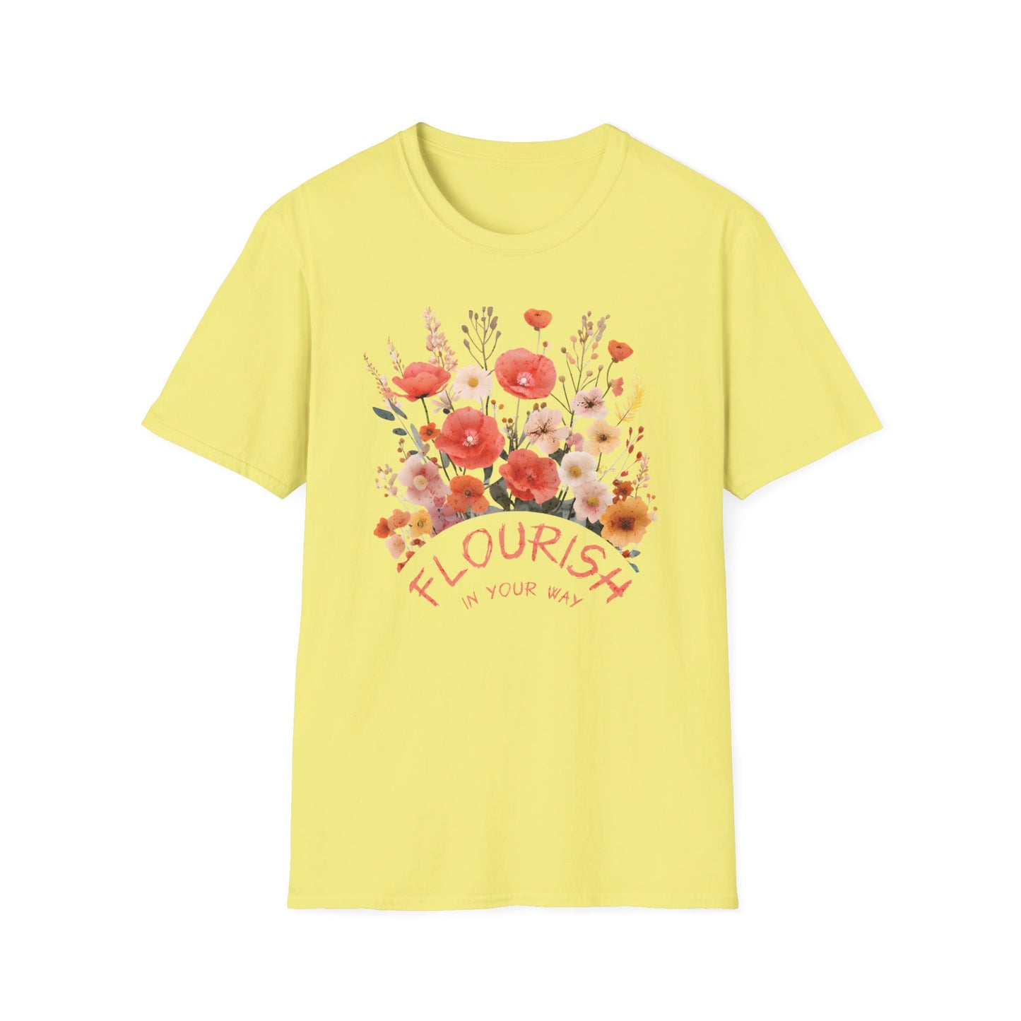 Flourish In Your Way - Watercolor Vintage Circular Floral Bouquet T-Shirt