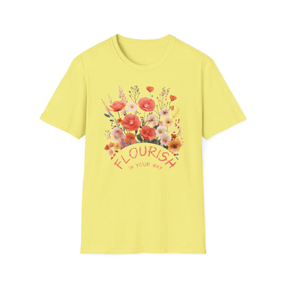 Flourish In Your Way - Watercolor Vintage Circular Floral Bouquet T-Shirt